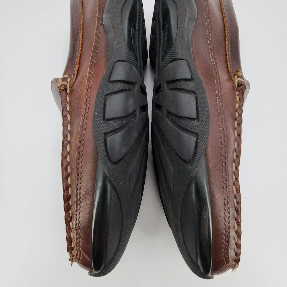 Allen Edmonds Boulder‎ Driving Shoes Mens 9.5 D Brown Leather Stitched Moccasin